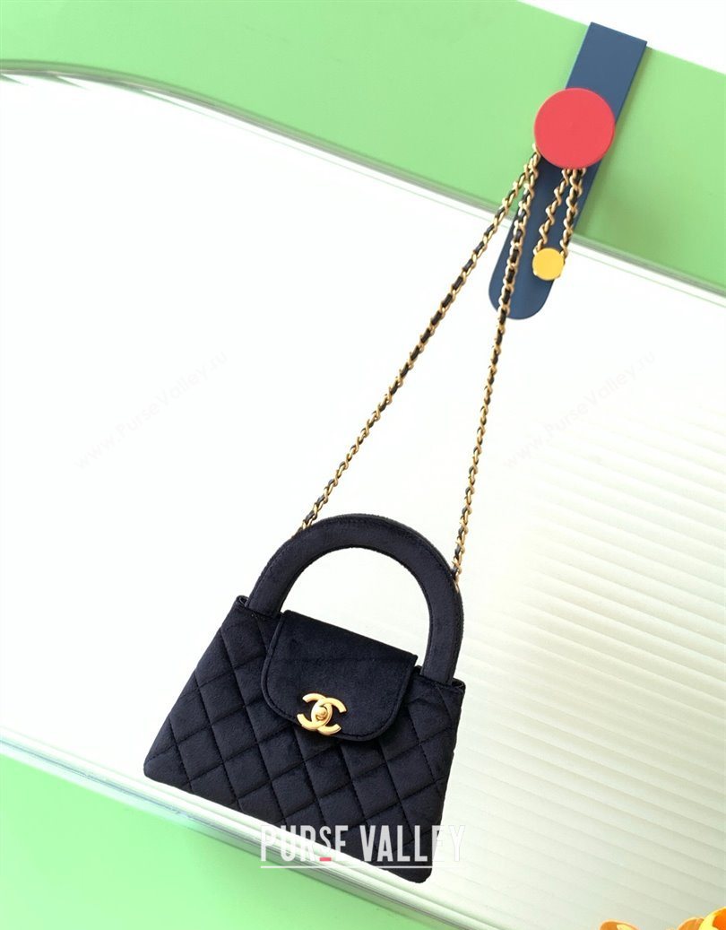 Chanel Velvet Mini Kelly Shopping Bag AS4416 Black 2025 1010 (yezi-251010110)