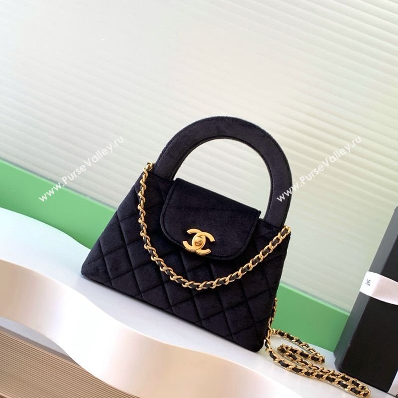 Chanel Velvet Mini Kelly Shopping Bag AS4416 Black 2025 1010 (yezi-251010110)