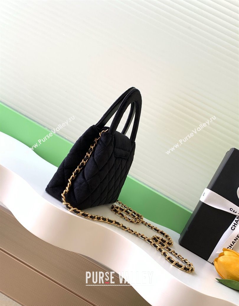 Chanel Velvet Mini Kelly Shopping Bag AS4416 Black 2025 1010 (yezi-251010110)