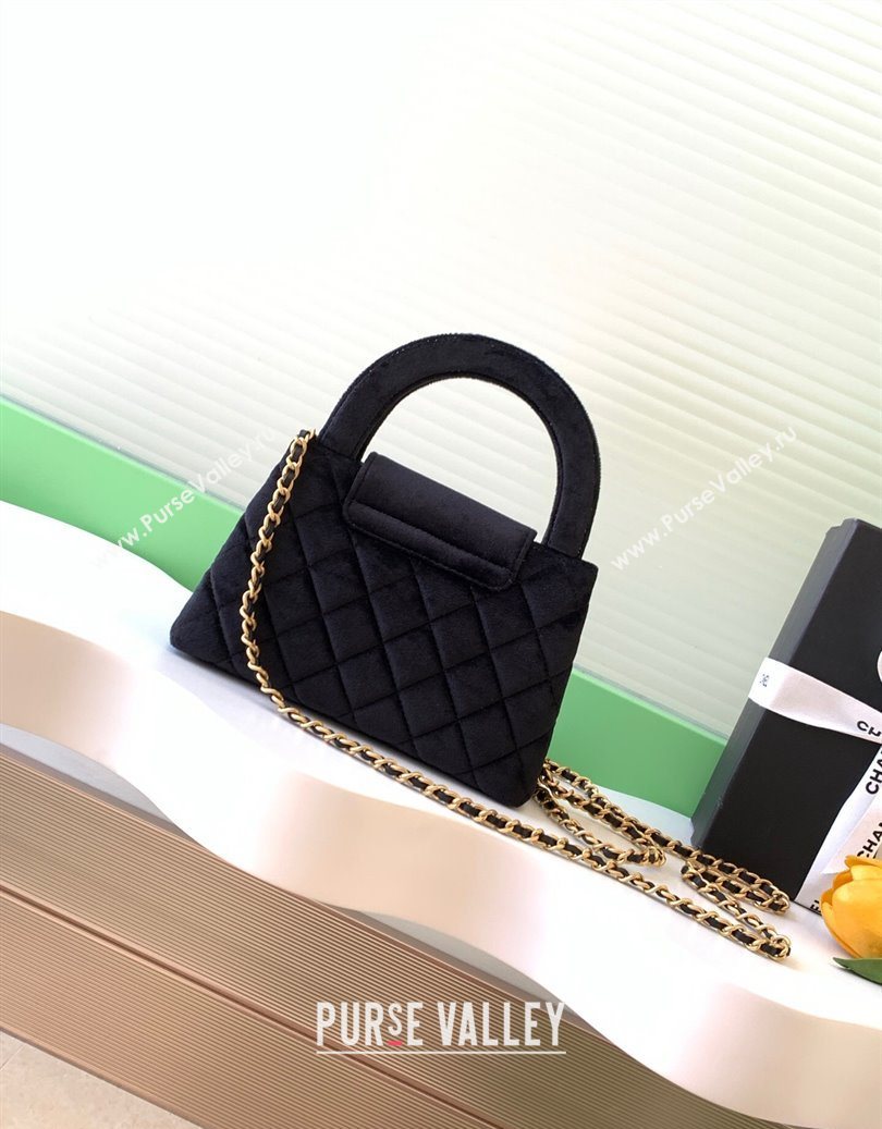 Chanel Velvet Mini Kelly Shopping Bag AS4416 Black 2025 1010 (yezi-251010110)