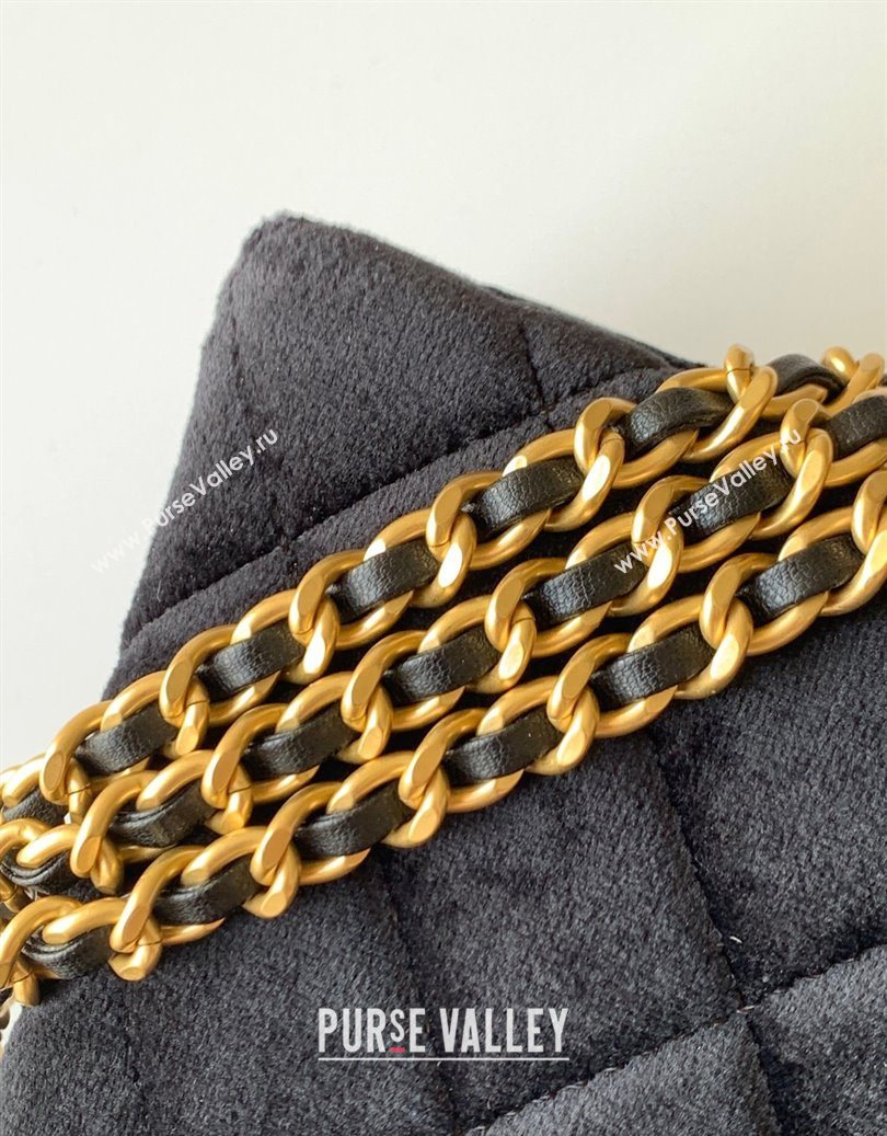 Chanel Velvet Mini Kelly Shopping Bag AS4416 Black 2025 1010 (yezi-251010110)