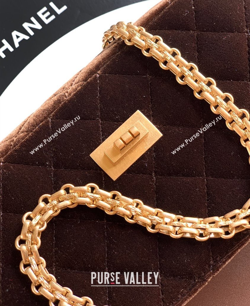 Chanel Velvet Mini 2.55 Flap Handbag Coffee Brown 2025 AS0874 (yezi-251010114)