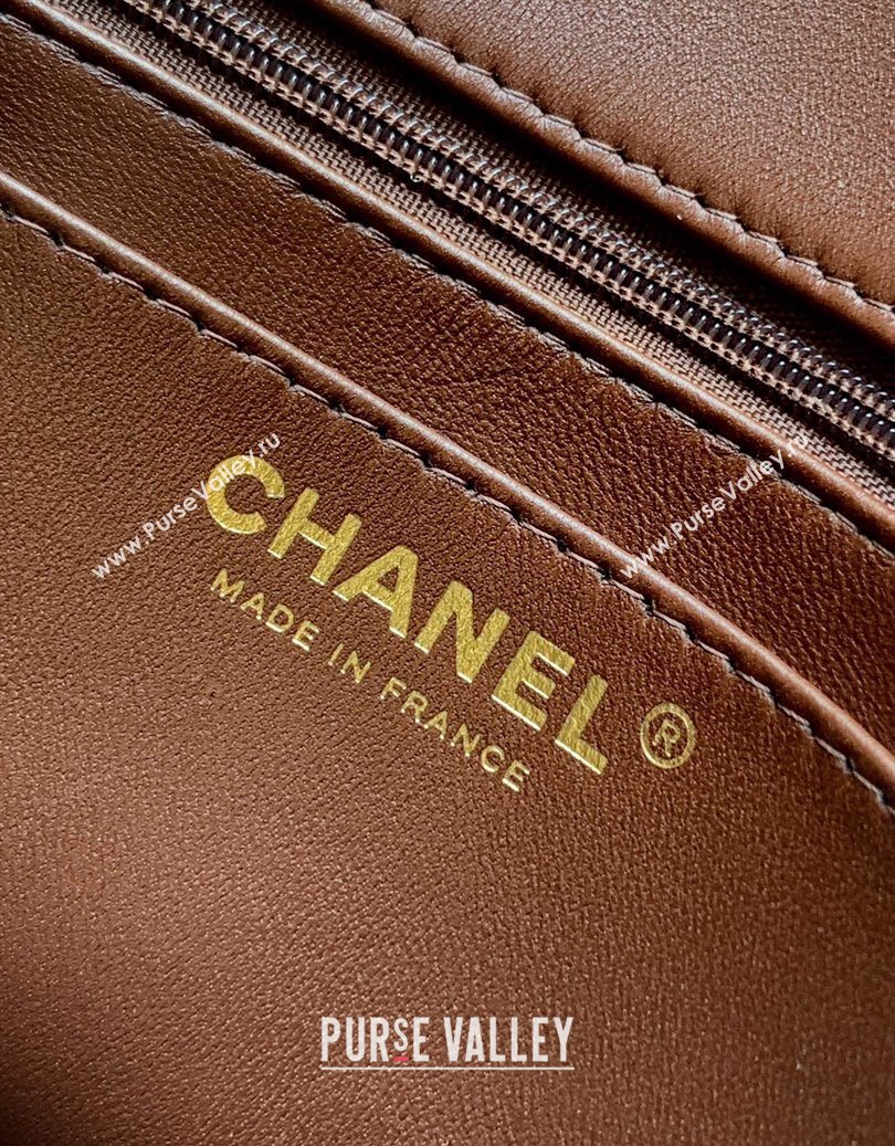 Chanel Velvet Mini 2.55 Flap Handbag Coffee Brown 2025 AS0874 (yezi-251010114)