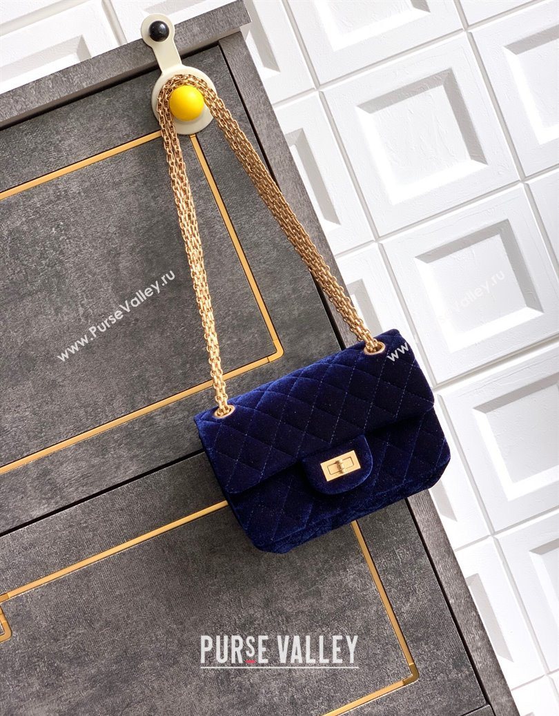 Chanel Velvet Mini 2.55 Flap Handbag Dark Purple 2025 AS0874 (yezi-251010115)