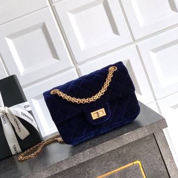 Chanel Velvet Mini 2.55 Flap Handbag Dark Purple 2025 AS0874 (yezi-251010115)