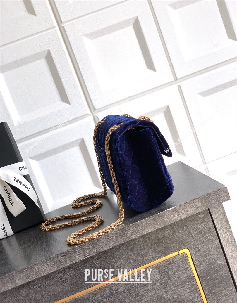 Chanel Velvet Mini 2.55 Flap Handbag Dark Purple 2025 AS0874 (yezi-251010115)