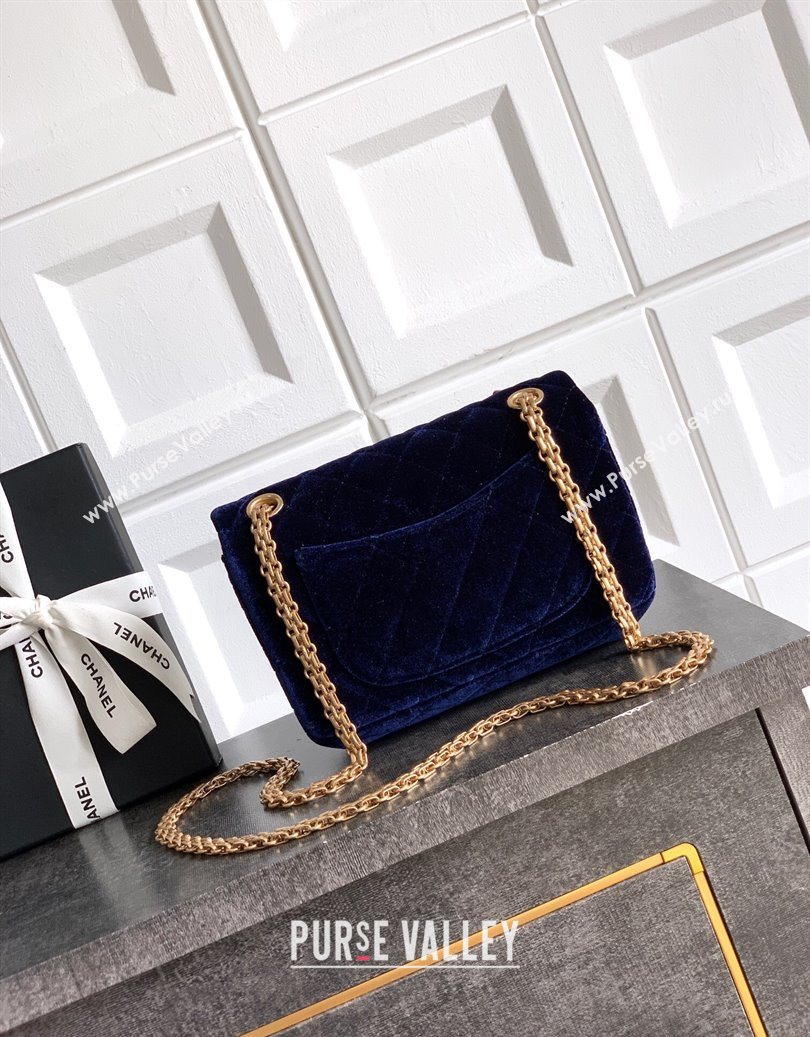 Chanel Velvet Mini 2.55 Flap Handbag Dark Purple 2025 AS0874 (yezi-251010115)