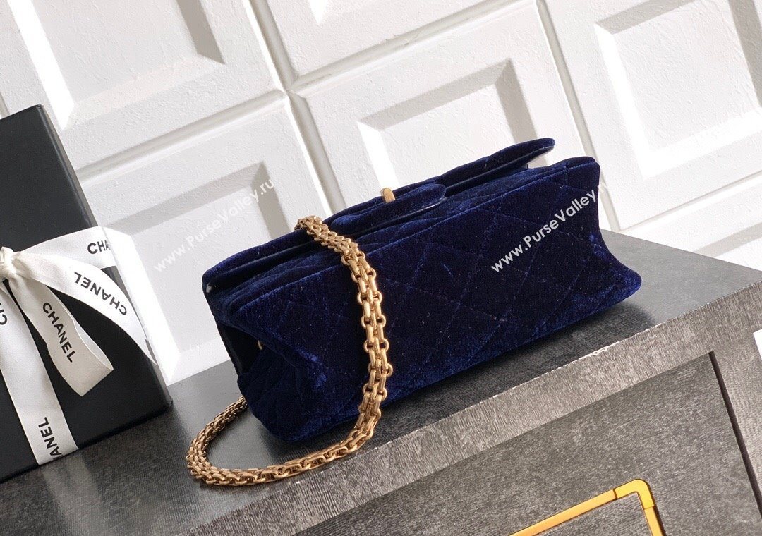 Chanel Velvet Mini 2.55 Flap Handbag Dark Purple 2025 AS0874 (yezi-251010115)
