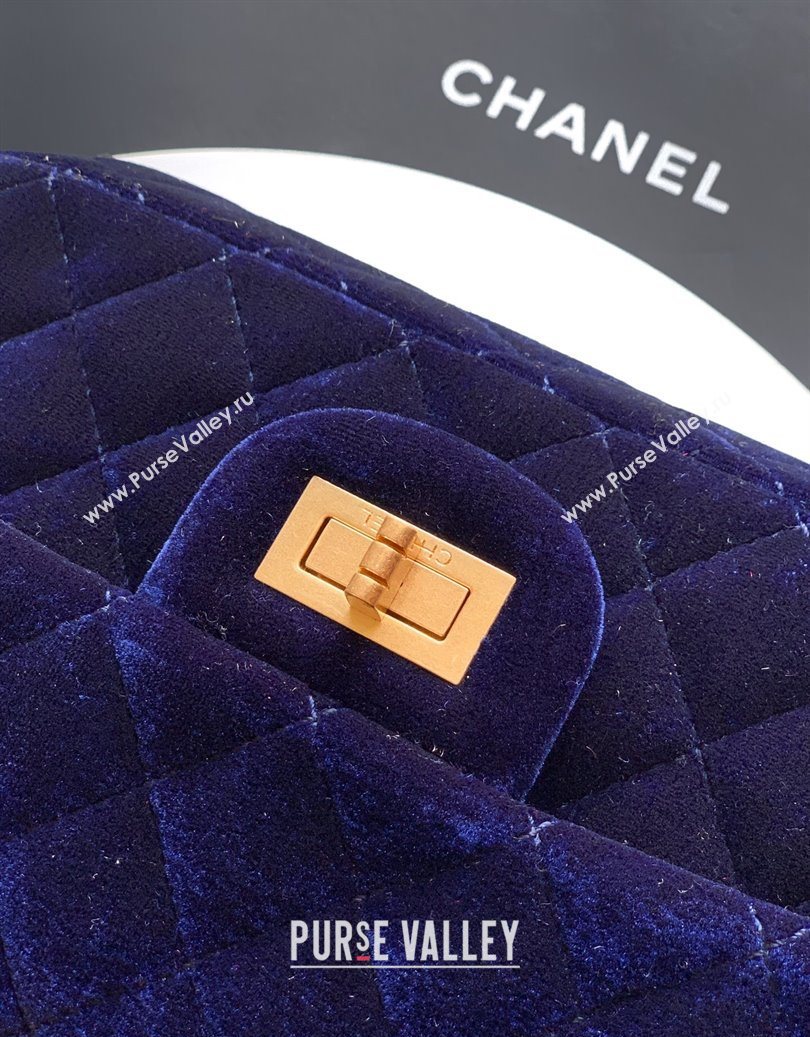 Chanel Velvet Mini 2.55 Flap Handbag Dark Purple 2025 AS0874 (yezi-251010115)