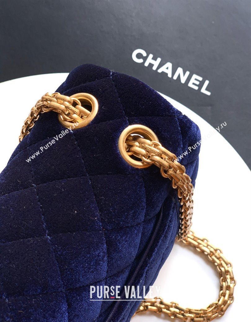 Chanel Velvet Mini 2.55 Flap Handbag Dark Purple 2025 AS0874 (yezi-251010115)