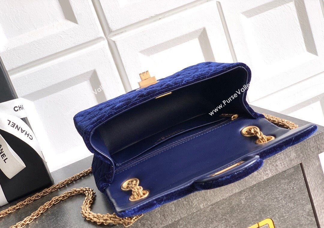 Chanel Velvet Mini 2.55 Flap Handbag Dark Purple 2025 AS0874 (yezi-251010115)
