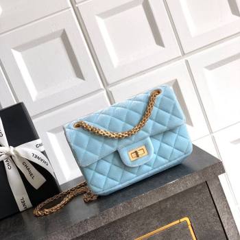 Chanel Velvet Mini 2.55 Flap Handbag Ice Blue 2025 AS0874 (yezi-251010116)
