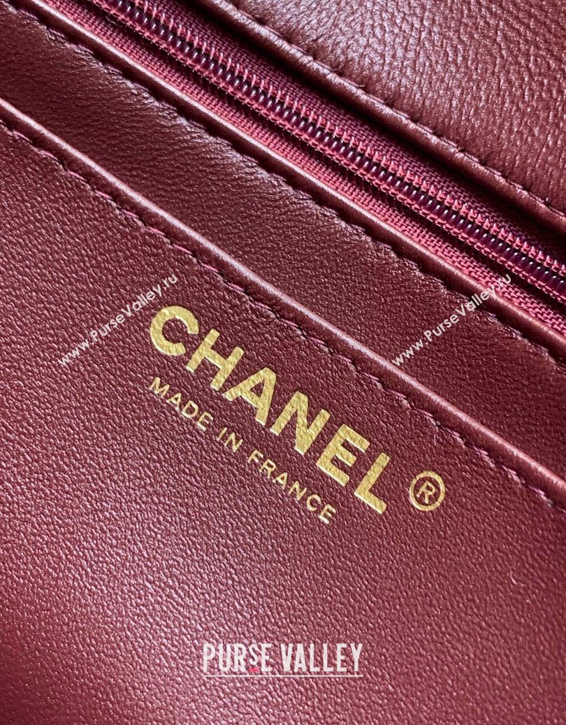 Chanel Velvet Mini 2.55 Flap Handbag Burgundy 2025 AS0874 (yezi-251010117)