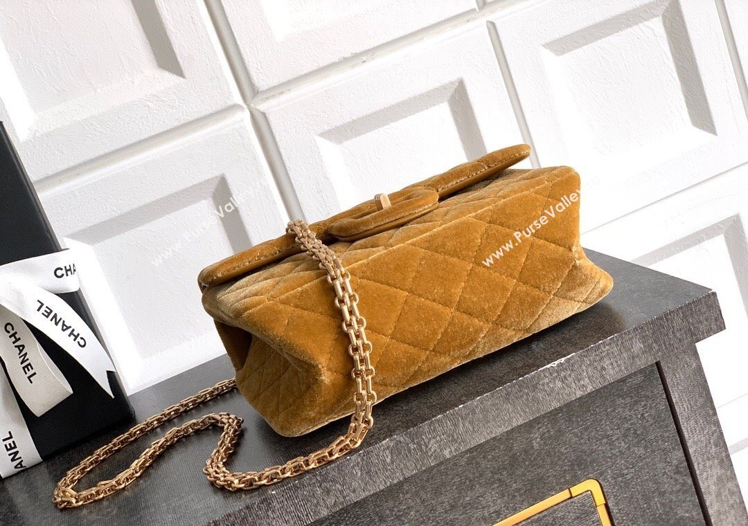 Chanel Velvet Mini 2.55 Flap Handbag Clay Yellow 2025 AS0874 (yezi-251010118)