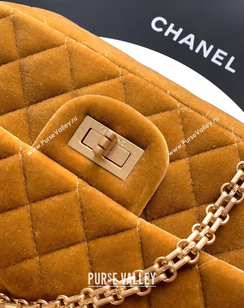 Chanel Velvet Mini 2.55 Flap Handbag Clay Yellow 2025 AS0874 (yezi-251010118)