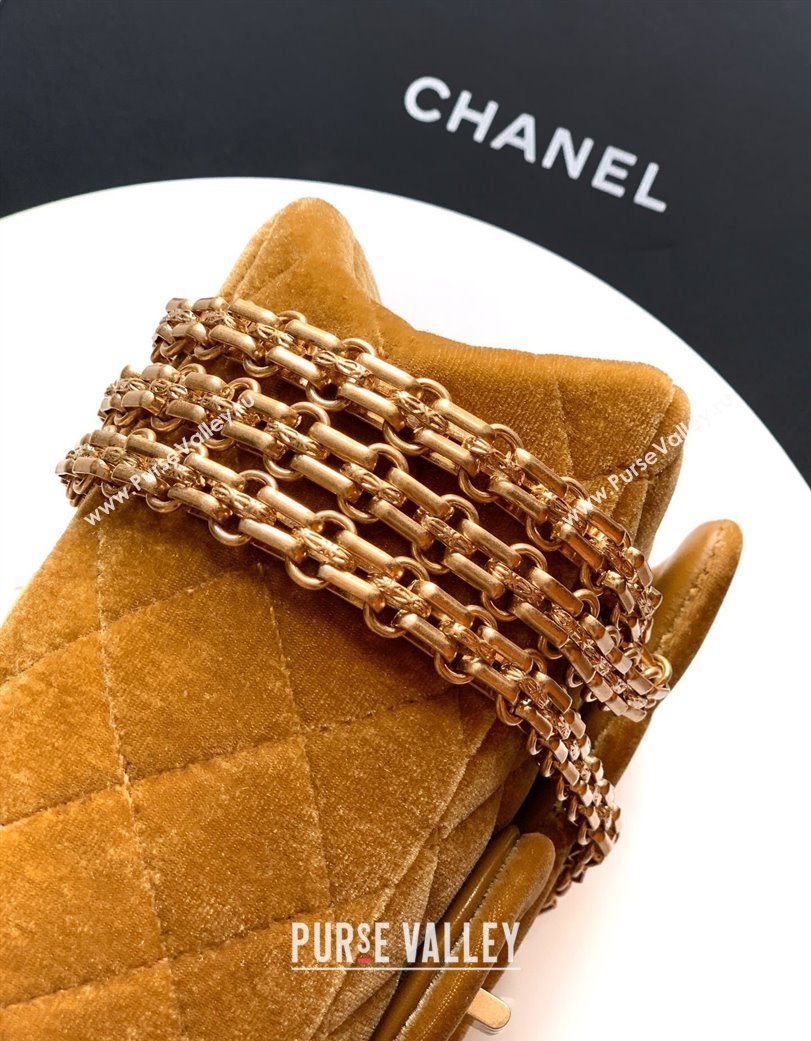 Chanel Velvet Mini 2.55 Flap Handbag Clay Yellow 2025 AS0874 (yezi-251010118)