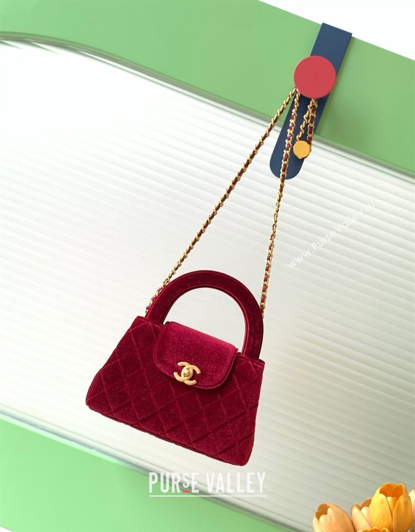 Chanel Velvet Mini Kelly Shopping Bag AS4416 Red 2025 1010 (yezi-251010107)