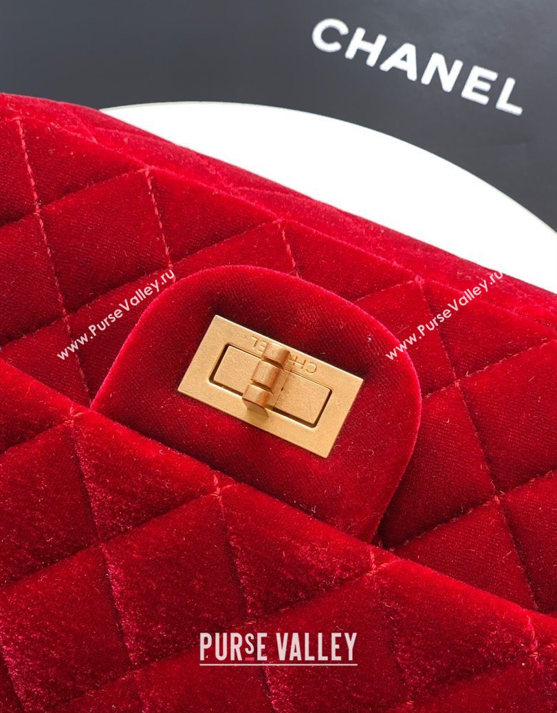 Chanel Velvet Mini 2.55 Flap Handbag Red 2025 AS0874 (yezi-251010119)