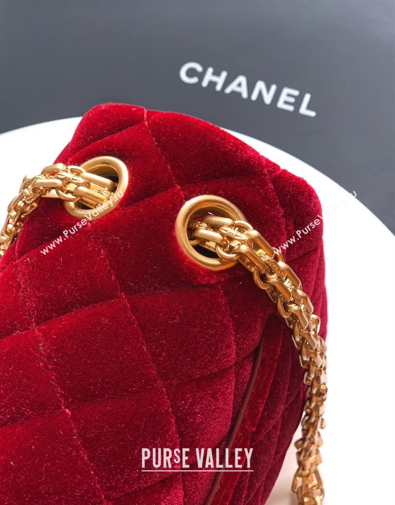 Chanel Velvet Mini 2.55 Flap Handbag Red 2025 AS0874 (yezi-251010119)