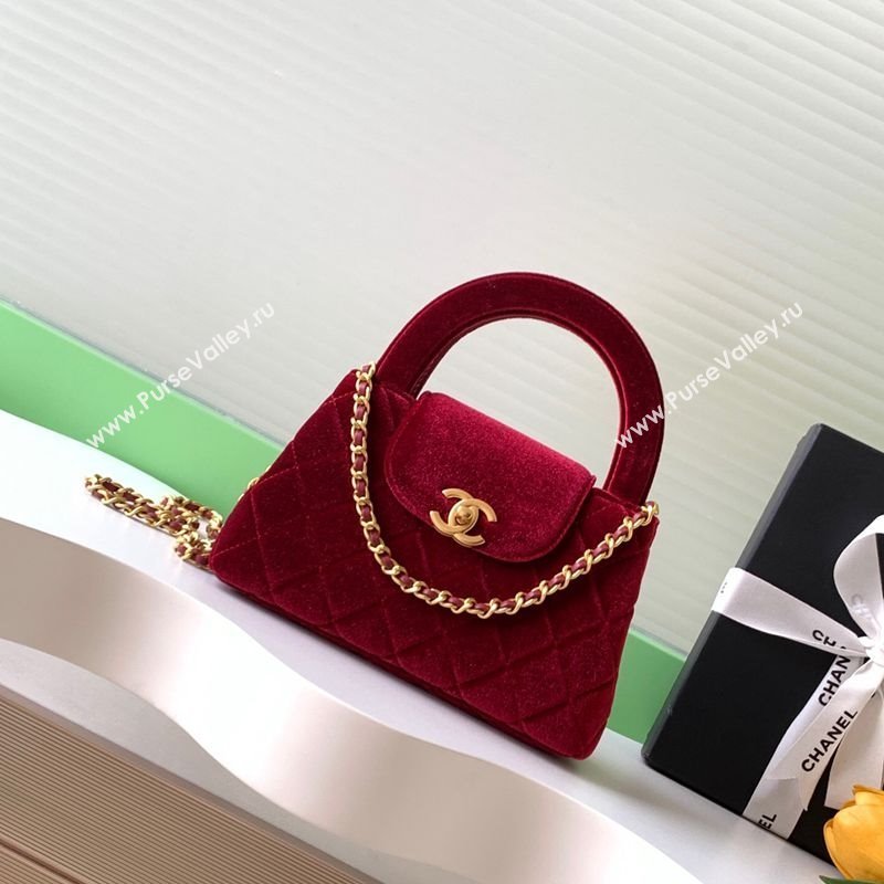 Chanel Velvet Mini Kelly Shopping Bag AS4416 Red 2025 1010 (yezi-251010107)