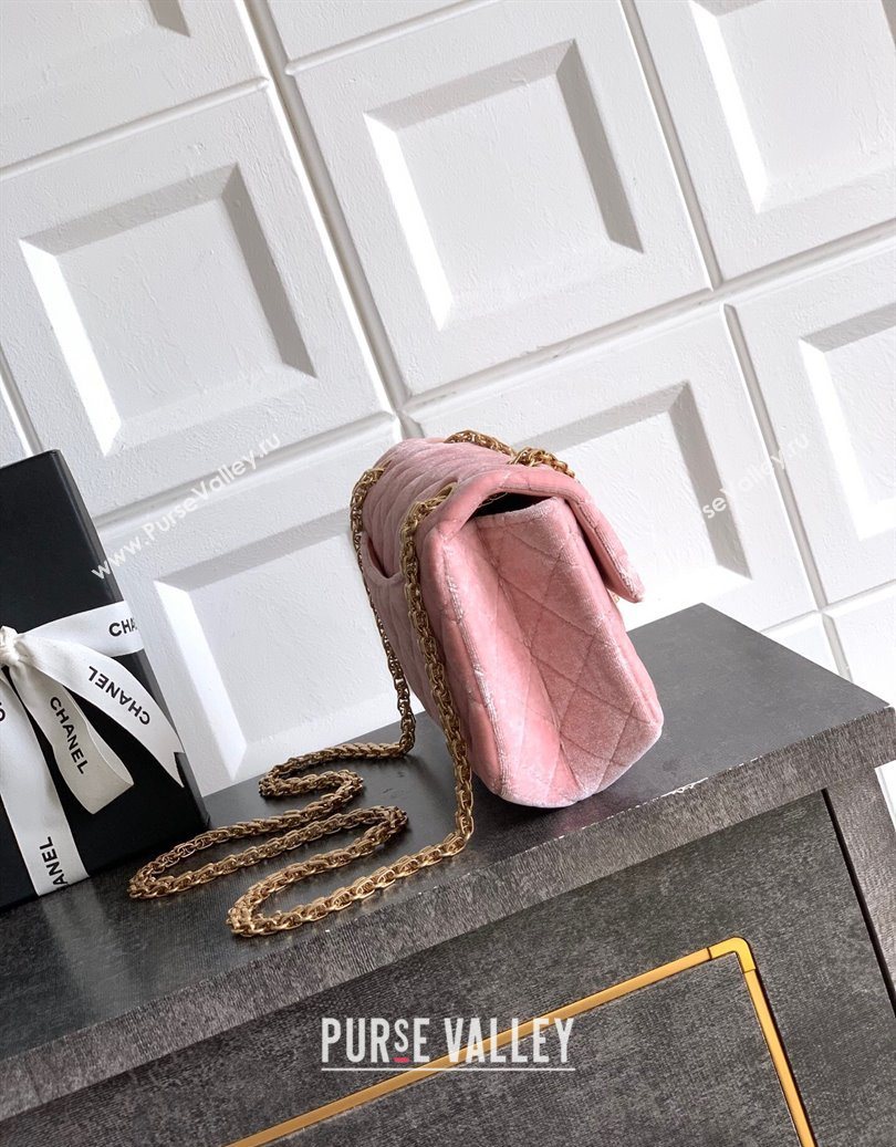 Chanel Velvet Mini 2.55 Flap Handbag Light Pink 2025 AS0874 (yezi-251010120)