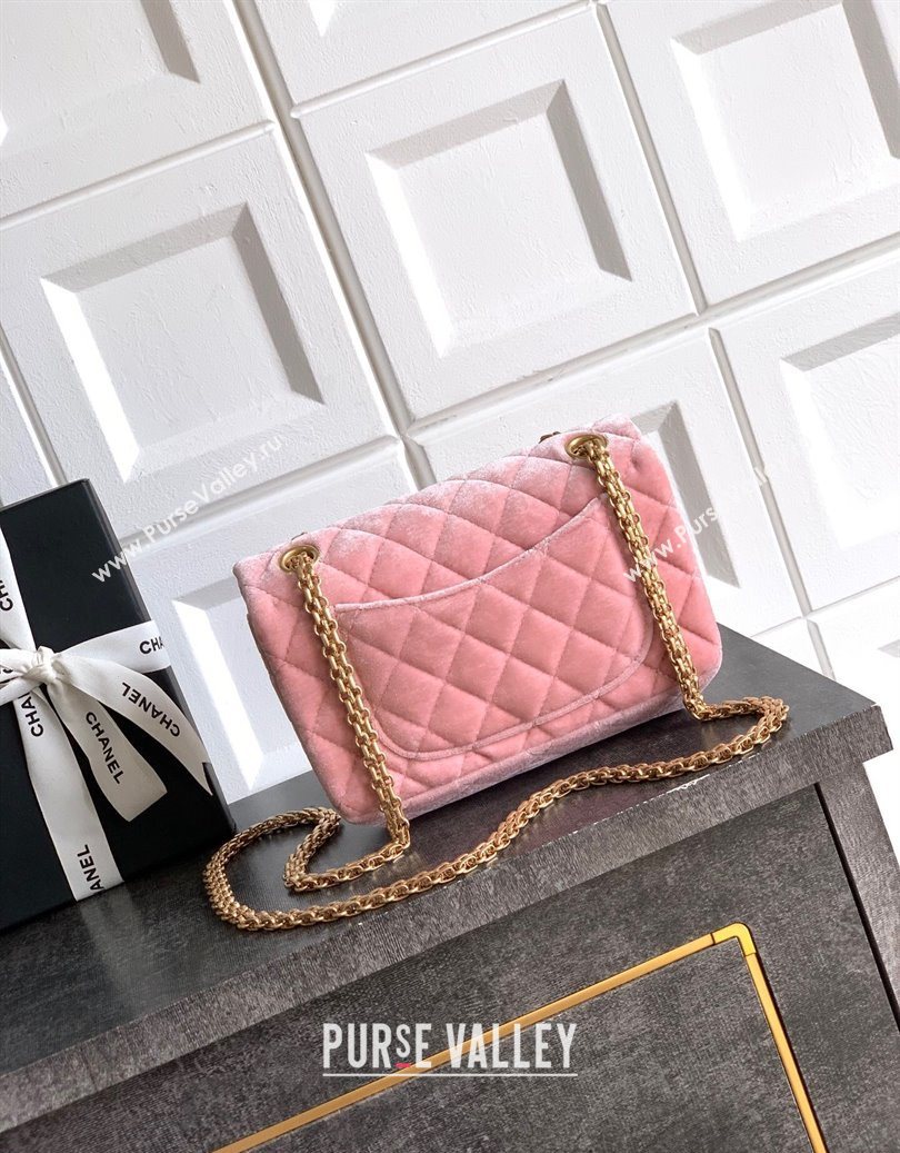 Chanel Velvet Mini 2.55 Flap Handbag Light Pink 2025 AS0874 (yezi-251010120)