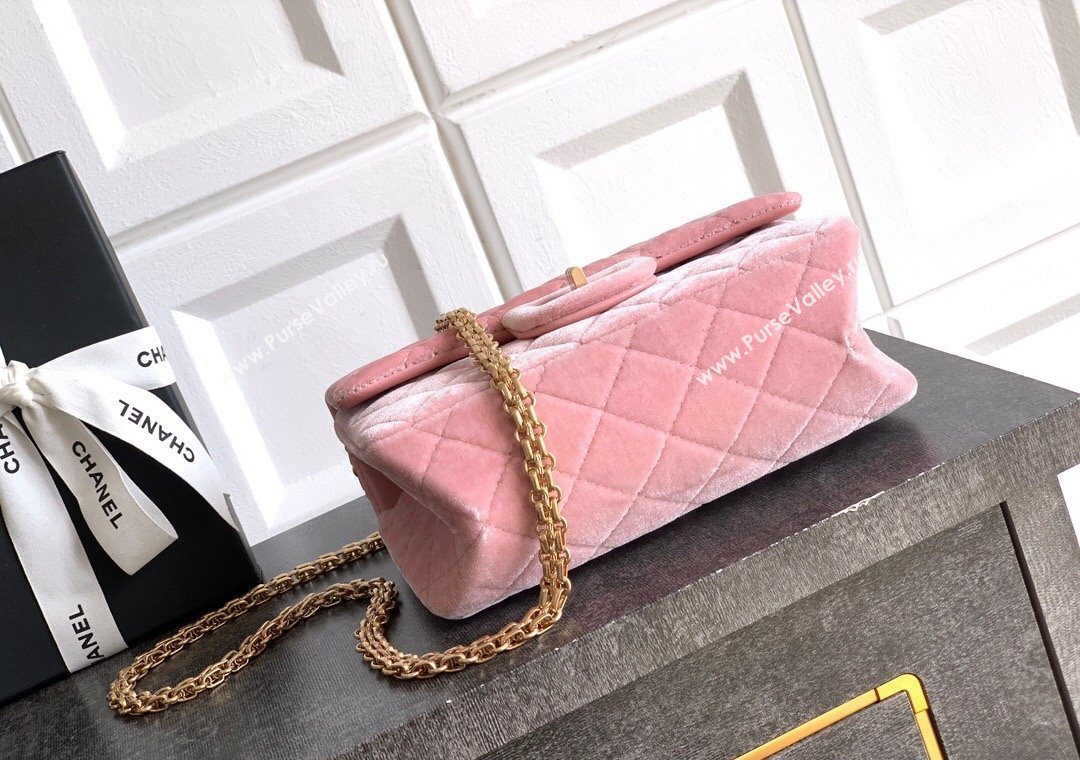 Chanel Velvet Mini 2.55 Flap Handbag Light Pink 2025 AS0874 (yezi-251010120)