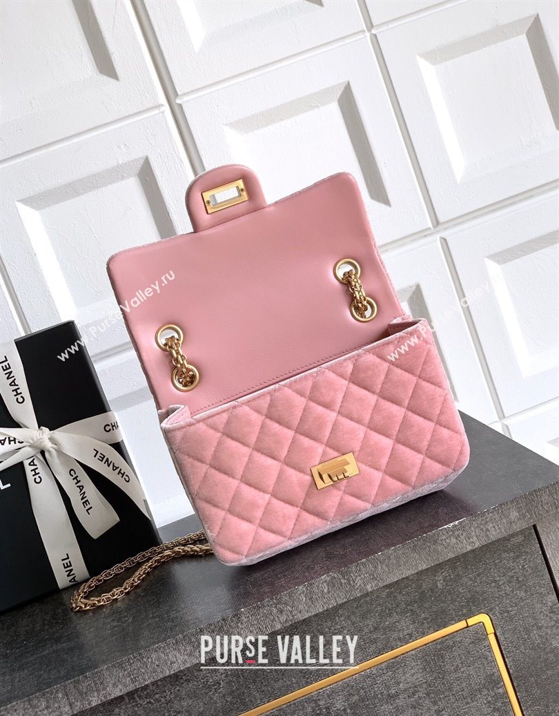Chanel Velvet Mini 2.55 Flap Handbag Light Pink 2025 AS0874 (yezi-251010120)