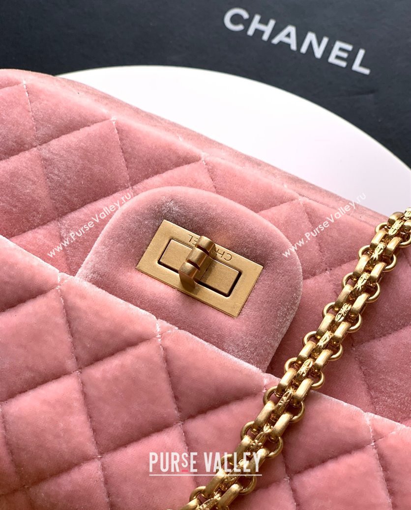 Chanel Velvet Mini 2.55 Flap Handbag Light Pink 2025 AS0874 (yezi-251010120)