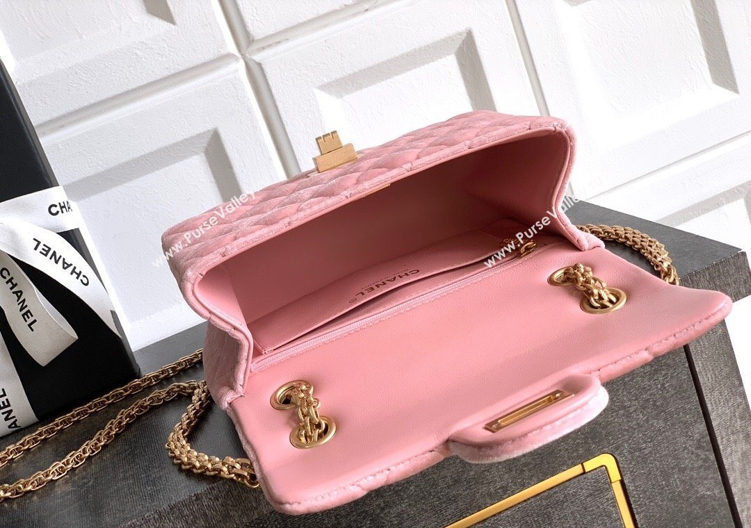 Chanel Velvet Mini 2.55 Flap Handbag Light Pink 2025 AS0874 (yezi-251010120)