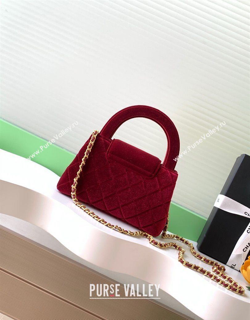 Chanel Velvet Mini Kelly Shopping Bag AS4416 Red 2025 1010 (yezi-251010107)