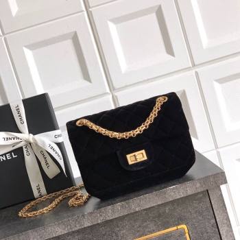 Chanel Velvet Mini 2.55 Flap Handbag Black 2025 AS0874 (yezi-251010121)