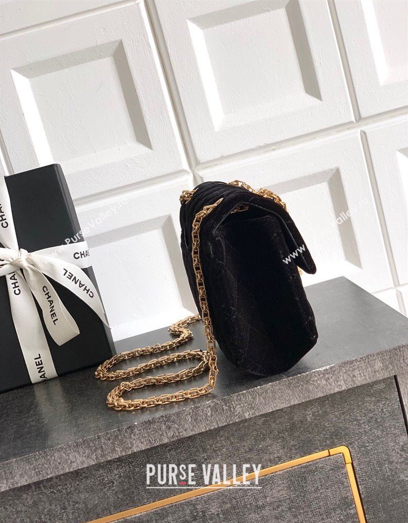 Chanel Velvet Mini 2.55 Flap Handbag Black 2025 AS0874 (yezi-251010121)