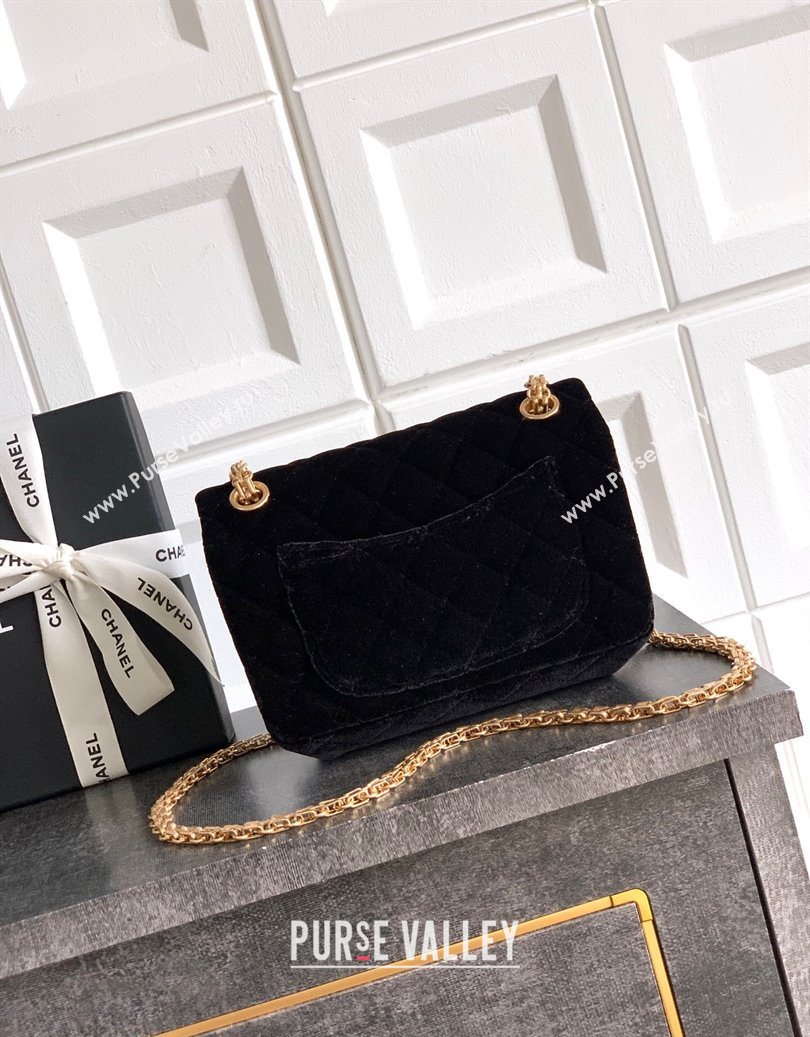 Chanel Velvet Mini 2.55 Flap Handbag Black 2025 AS0874 (yezi-251010121)