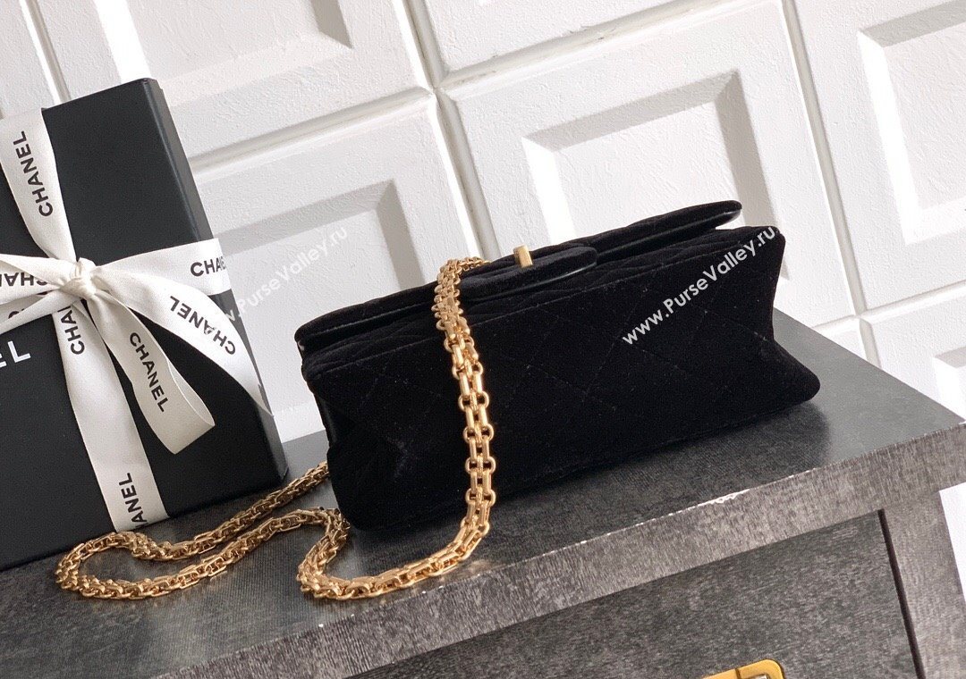 Chanel Velvet Mini 2.55 Flap Handbag Black 2025 AS0874 (yezi-251010121)