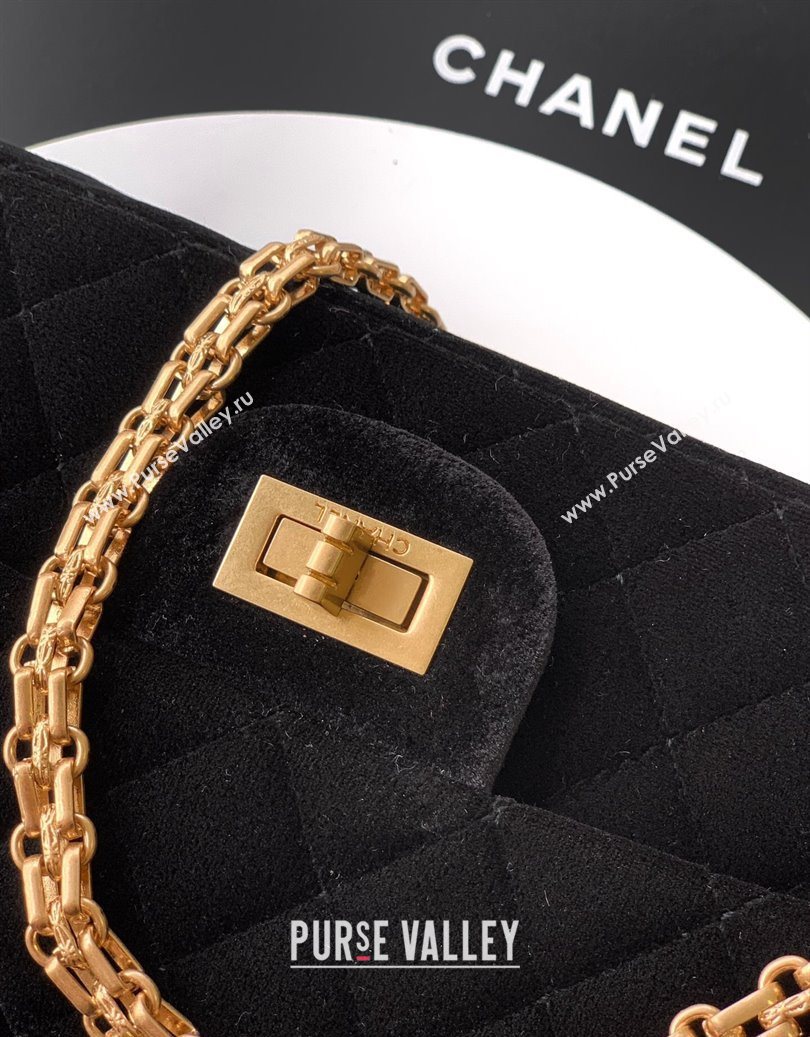 Chanel Velvet Mini 2.55 Flap Handbag Black 2025 AS0874 (yezi-251010121)