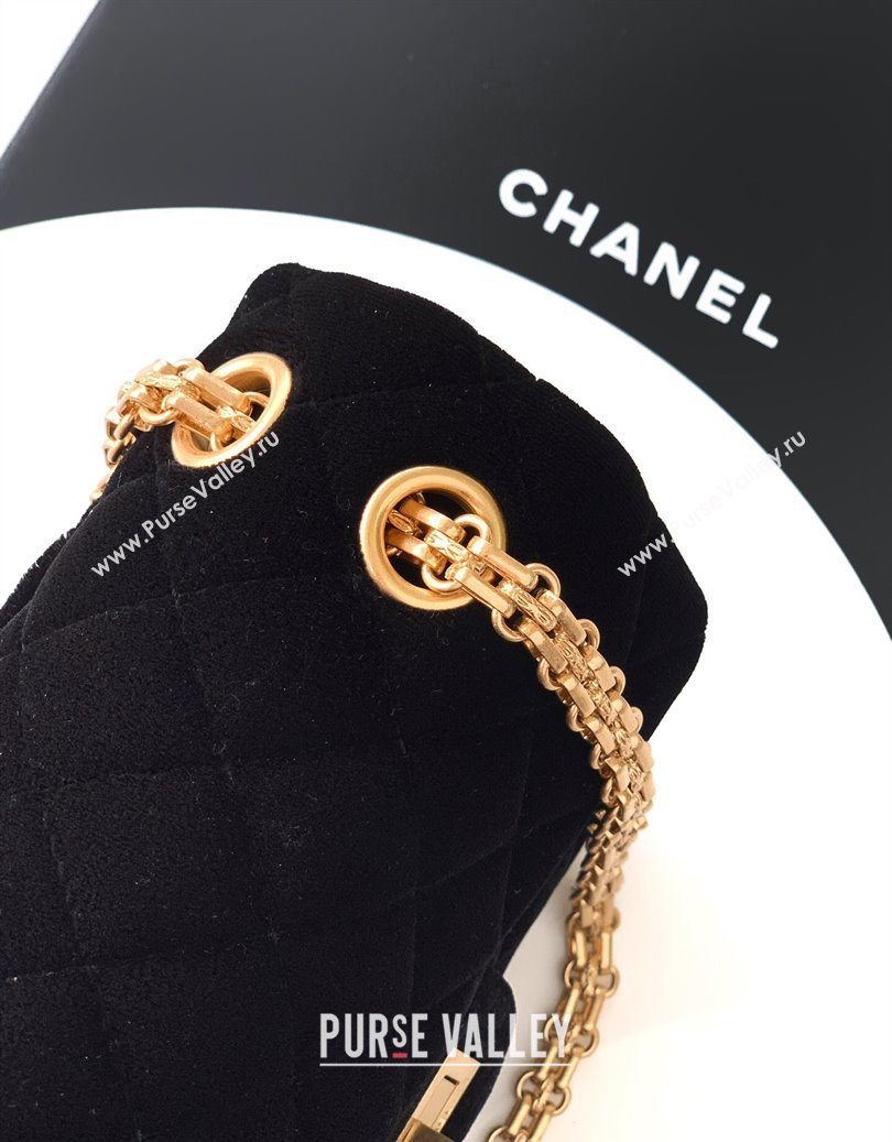 Chanel Velvet Mini 2.55 Flap Handbag Black 2025 AS0874 (yezi-251010121)
