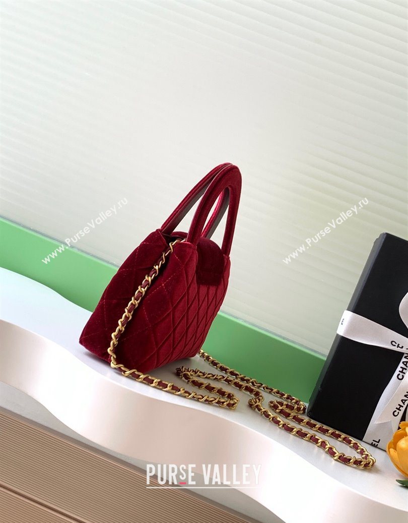 Chanel Velvet Mini Kelly Shopping Bag AS4416 Red 2025 1010 (yezi-251010107)