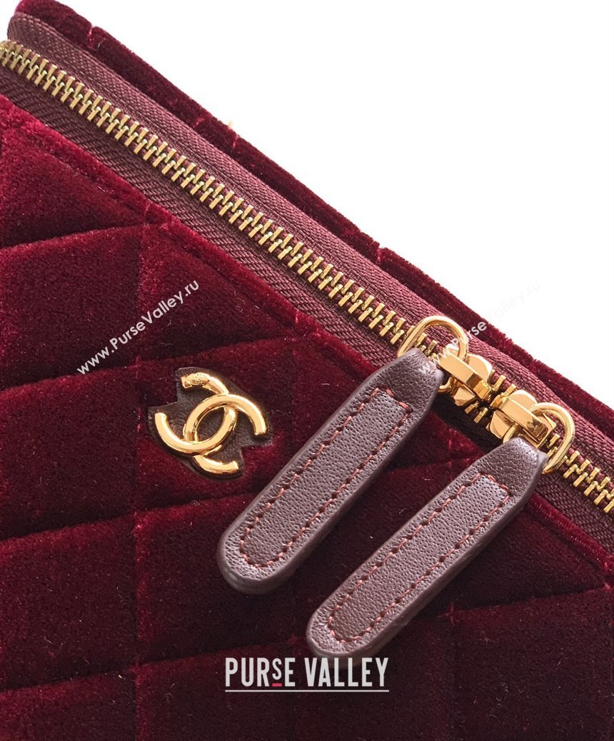 Chanel Velvet Vanity Case with Chain and Strass Ball Burgundy 2025 CH101007 (yezi-251010122)