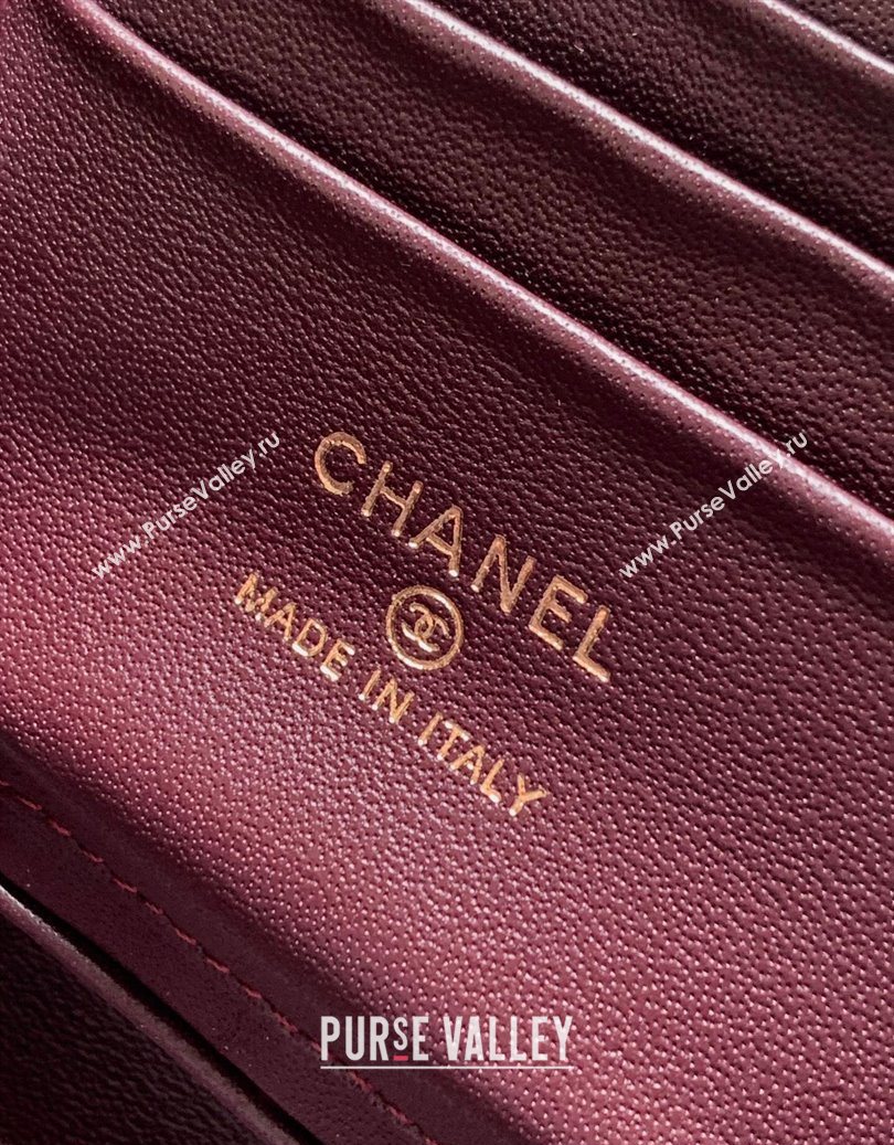Chanel Velvet Vanity Case with Chain and Strass Ball Burgundy 2025 CH101007 (yezi-251010122)