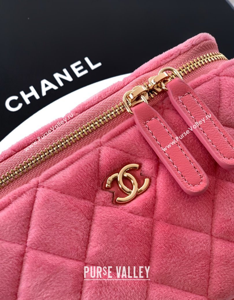Chanel Velvet Vanity Case with Chain and Strass Ball Pink 2025 CH101007 (yezi-251010123)