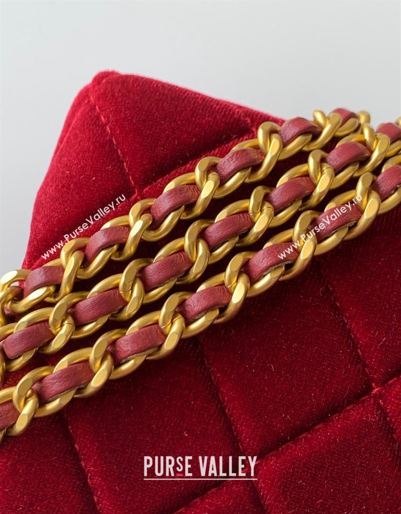 Chanel Velvet Mini Kelly Shopping Bag AS4416 Red 2025 1010 (yezi-251010107)