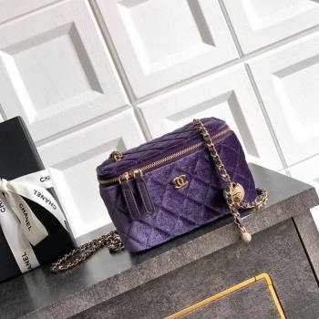 Chanel Velvet Vanity Case with Chain and Strass Ball Purple 2025 CH101007 (yezi-251010125)