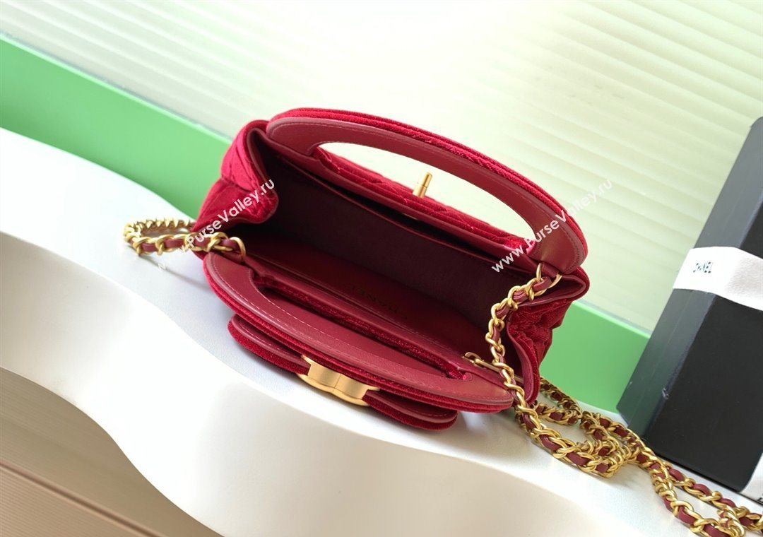 Chanel Velvet Mini Kelly Shopping Bag AS4416 Red 2025 1010 (yezi-251010107)