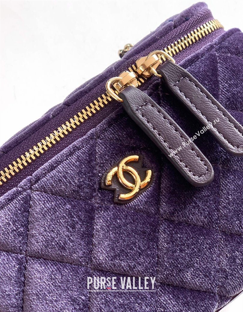 Chanel Velvet Vanity Case with Chain and Strass Ball Purple 2025 CH101007 (yezi-251010125)