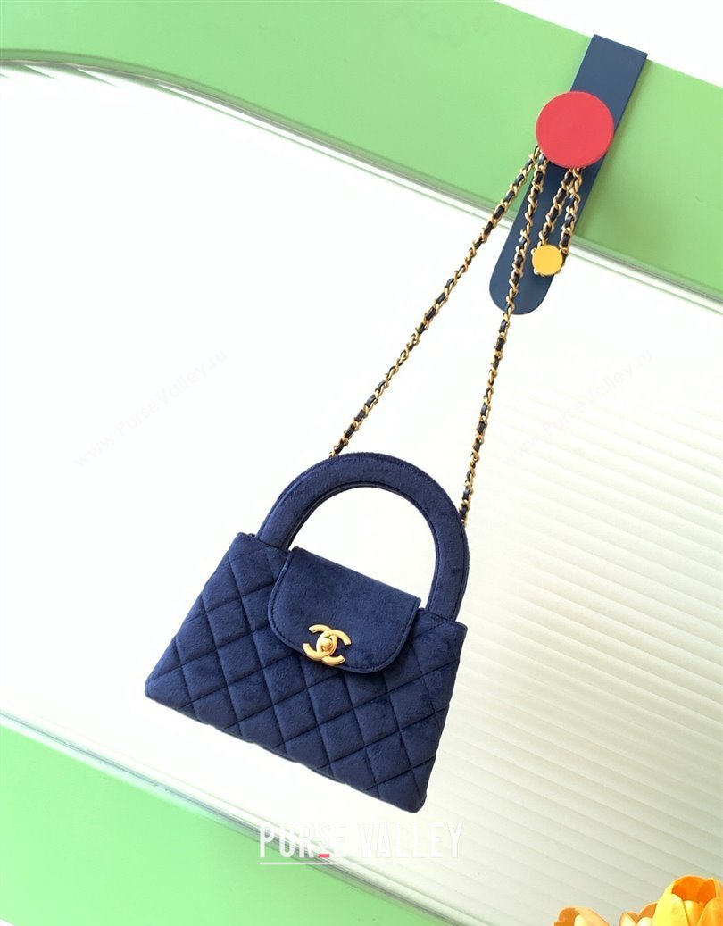 Chanel Velvet Mini Kelly Shopping Bag AS4416 Dark Blue 2025 1010 (yezi-251010108)