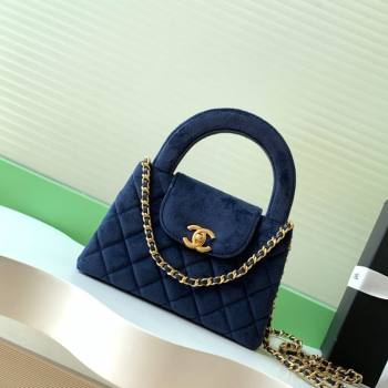 Chanel Velvet Mini Kelly Shopping Bag AS4416 Dark Blue 2025 1010 (yezi-251010108)