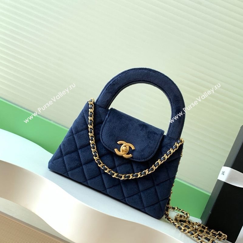 Chanel Velvet Mini Kelly Shopping Bag AS4416 Dark Blue 2025 1010 (yezi-251010108)