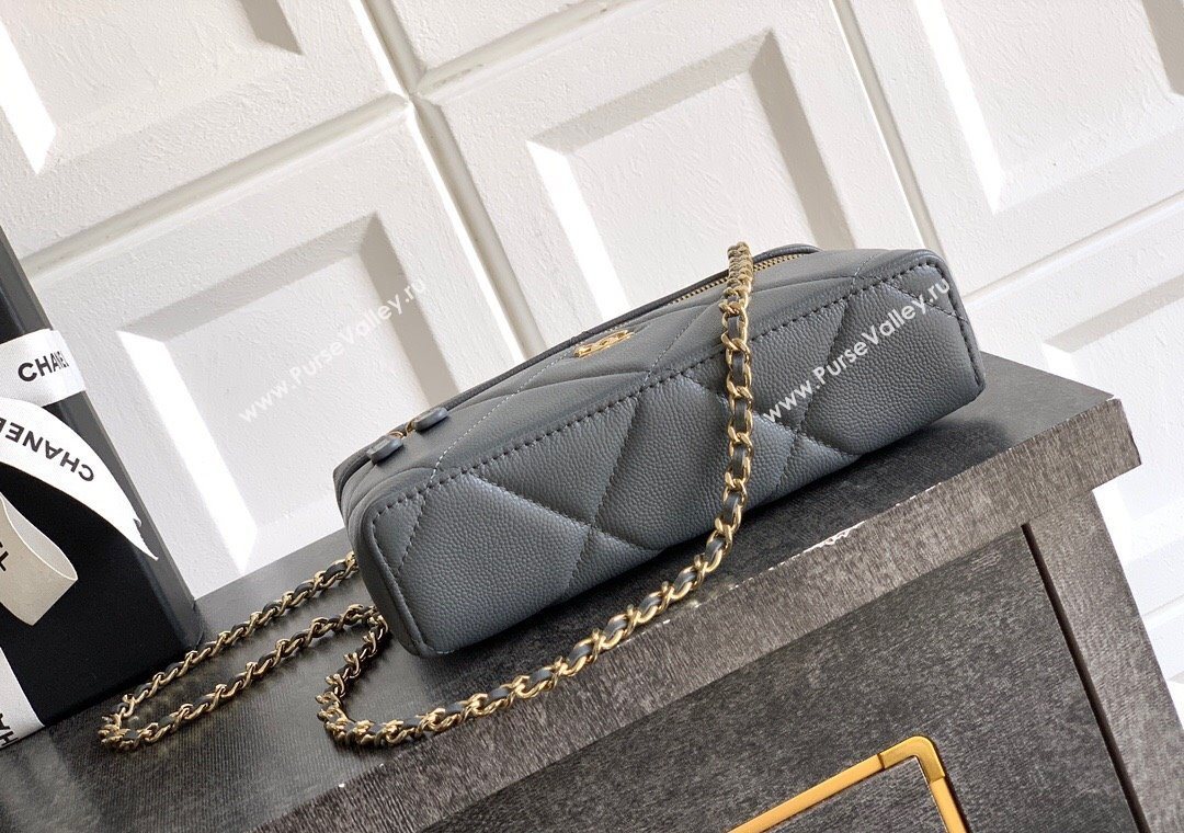 Chanel Grained Shiny Calfskin Vanity Case with Chain and Top Handle Steel Grey 2025 AP4936 (yezi-251010129)