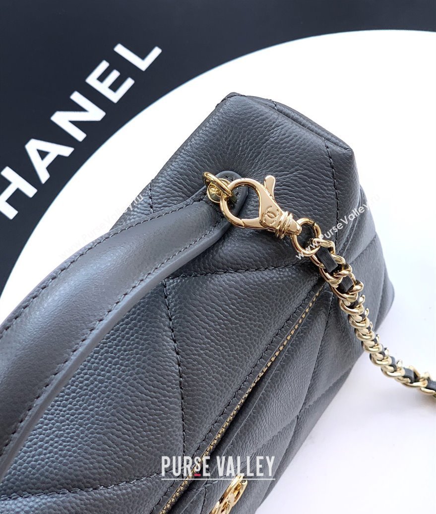 Chanel Grained Shiny Calfskin Vanity Case with Chain and Top Handle Steel Grey 2025 AP4936 (yezi-251010129)